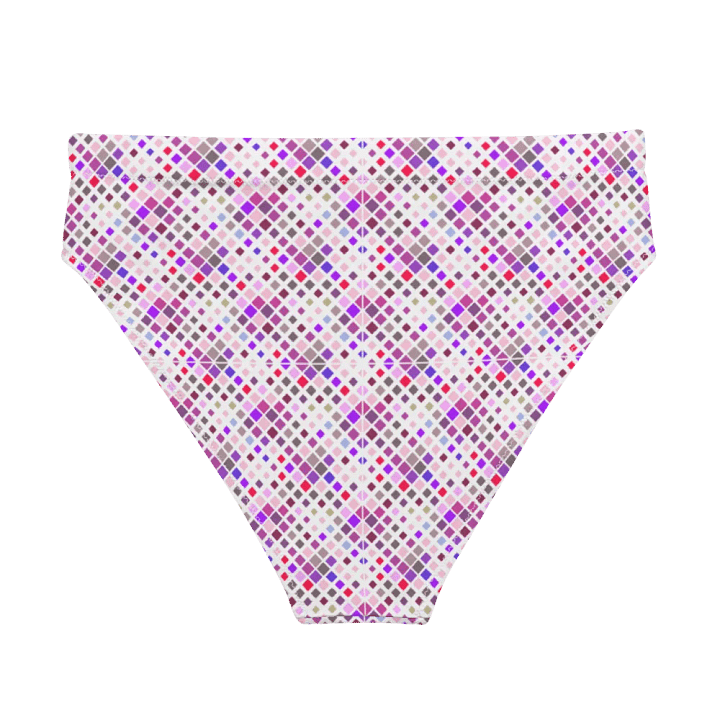 Colorful Square Pattern Design High Waist Bikini Bottom - V1 product image (2)