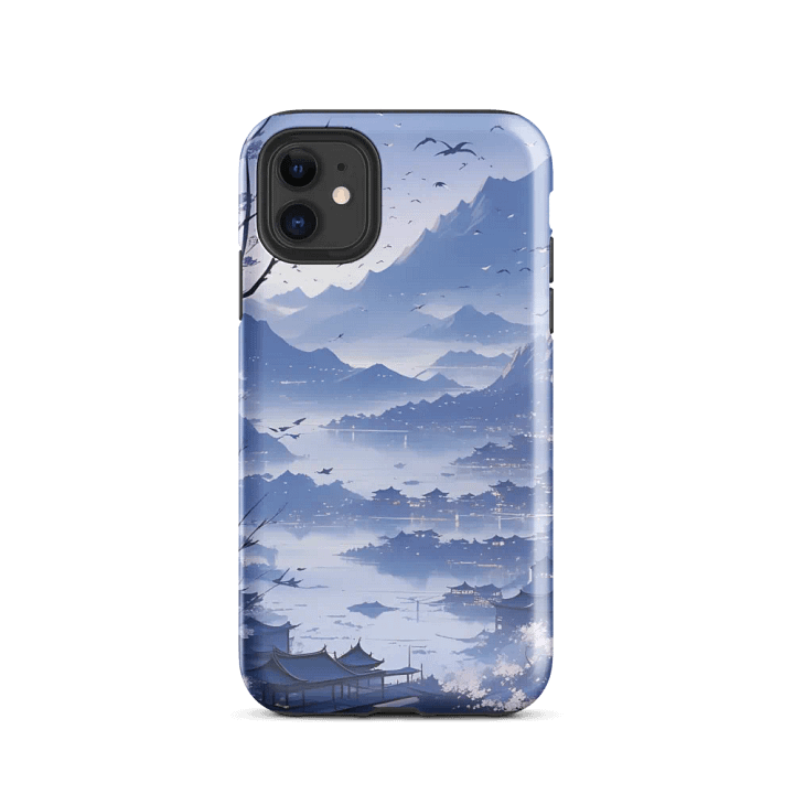 Tough Phone Case for iPhone® - Japanese Village in Shades of Blue product image (47)