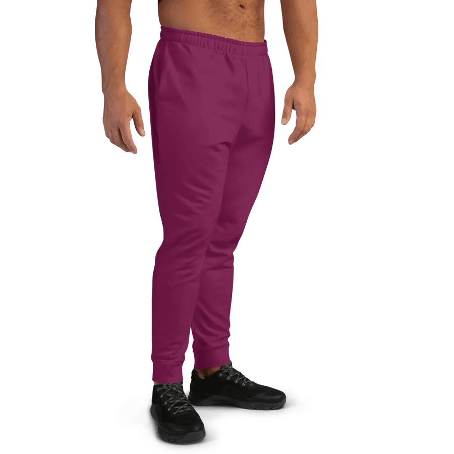 Plain Dark Burgundy Red True Summer Recycled Polyester Premium Men's Joggers by Treasure Pie product image (11)