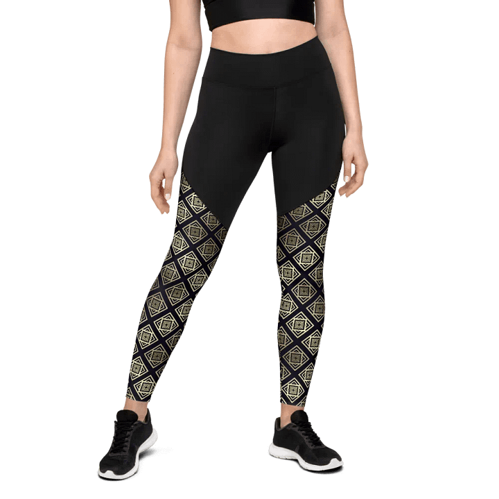 Black & Gold Sports Leggings product image (1)