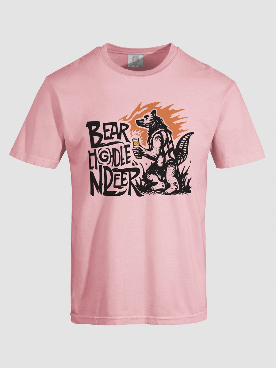 Flame-Backed Bear Holding Beer | Bold Lettering Art T-Shirt product image (55)