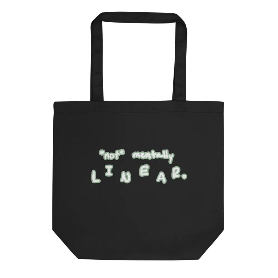 *not* mentally linear (lined design, #96B697) tote bag product image (1)