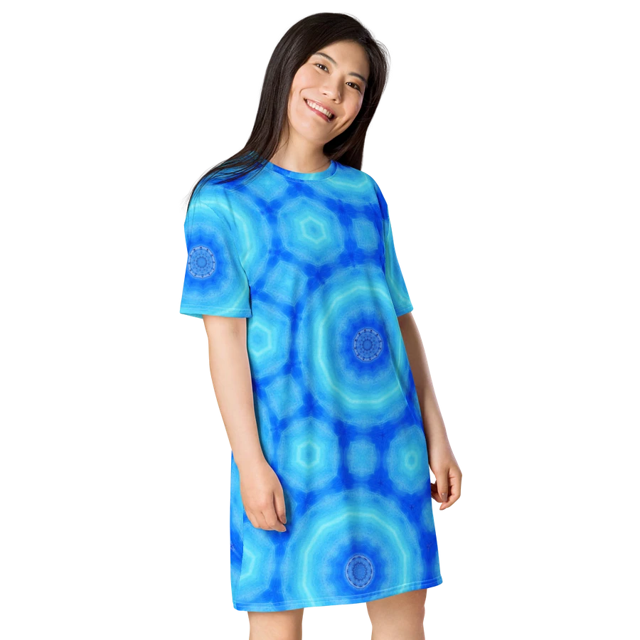 Abstract Circular Pattern in Blues Ladies T Shirt Dress product image (11)