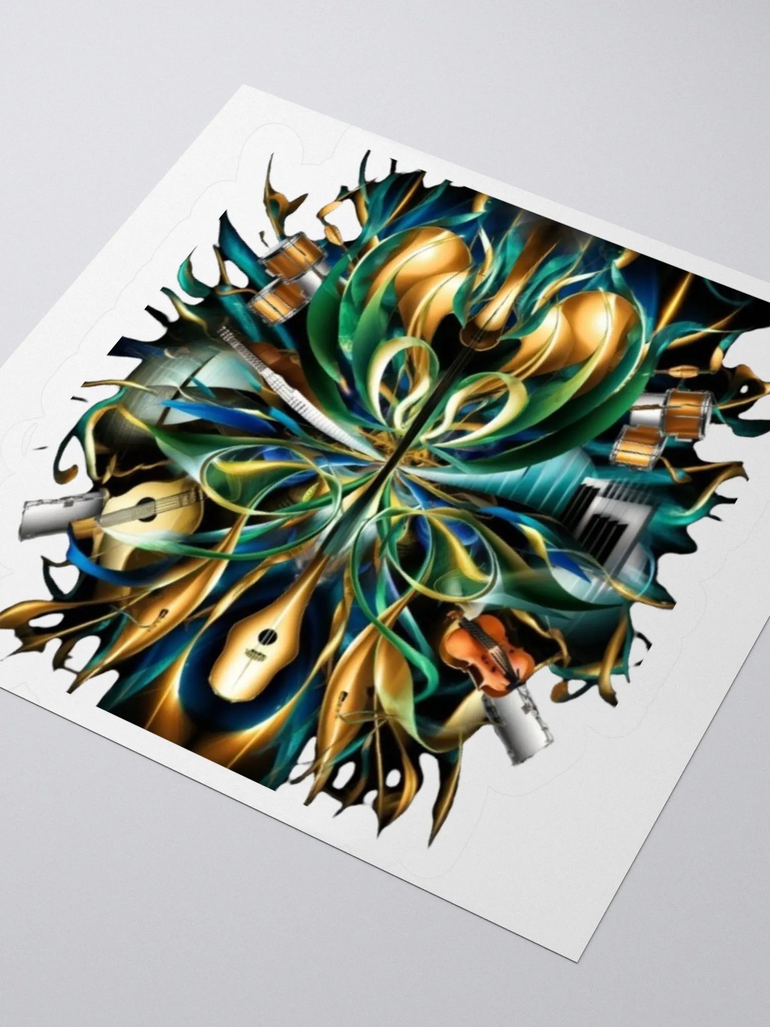 Exclusive Abstract Music Sticker | Guitar, Violin & Drums Design | Premium Kiss Cut Vinyl product image (3)