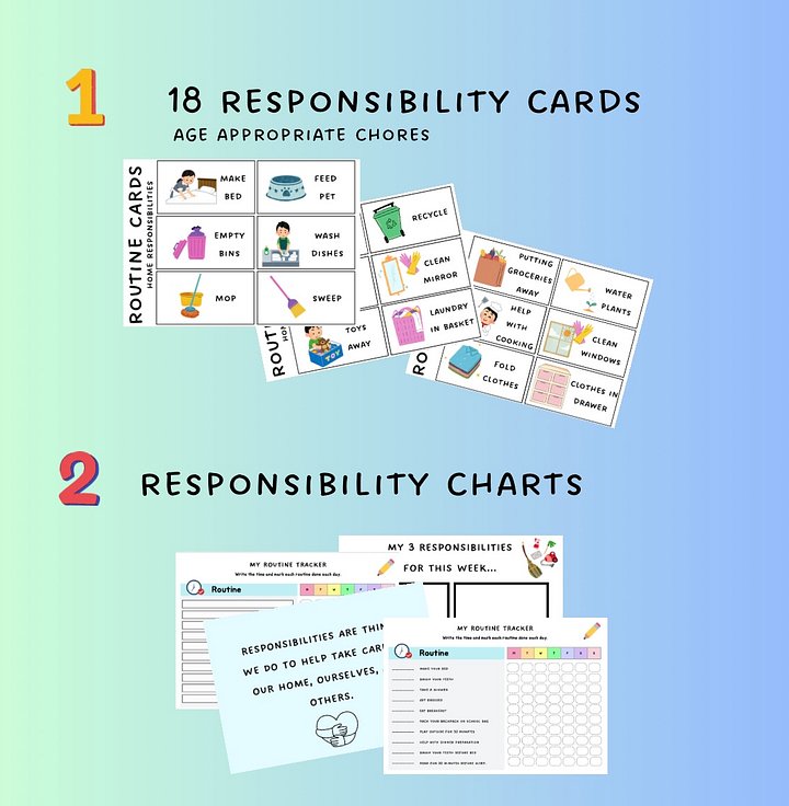Organisation Bundle, Home Responsibilities, Daily Routine, Routine Chart, Routine Cards, Printable, Autism, Family Household, Visual Support product image (2)