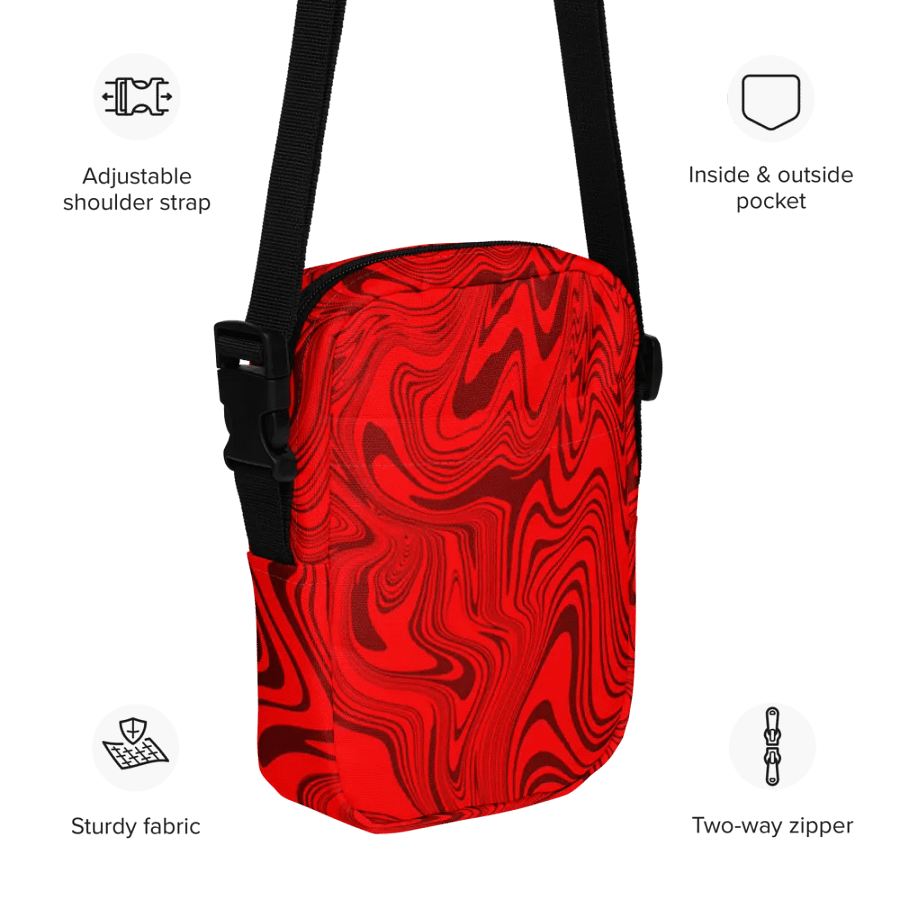 Utility Crossbody Bag - Abstract Red Swirls product image (12)