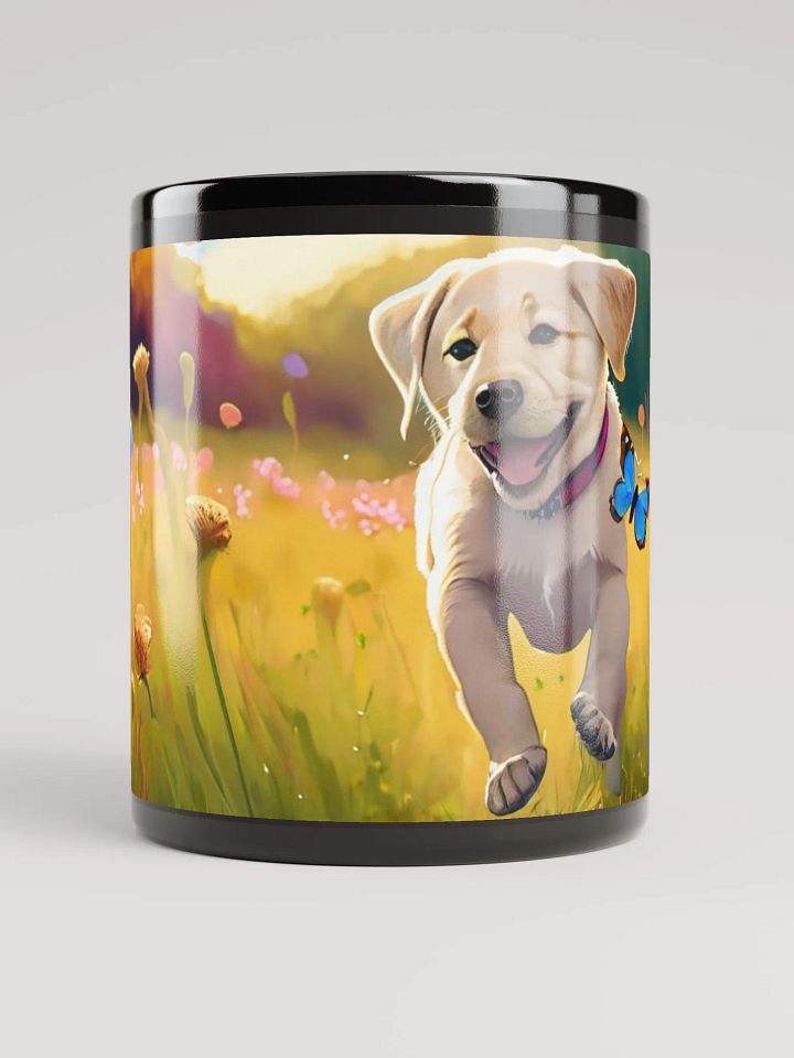 Floral Fetch: Black Glossy Mug for Dog Lovers flower mug product image (1)