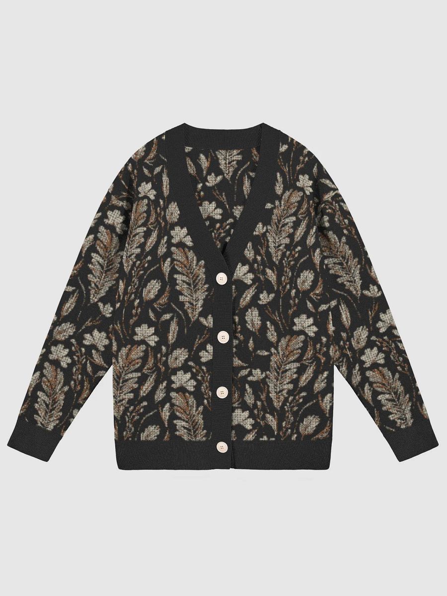 Grey Brown Leaf Cardigan Sweater product image (13)