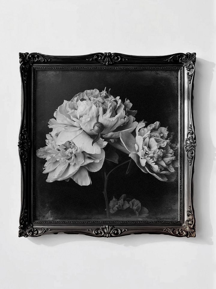 Spring Peonies, Vintage Black & White Square (Printable) product image (1)