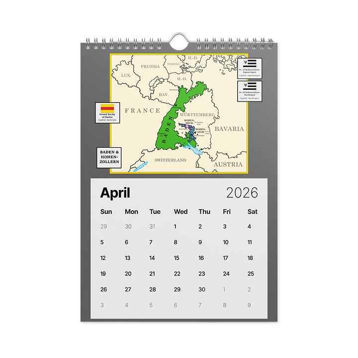 19th Century German States Calendar product image (2)