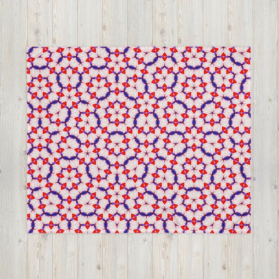 Red White & Blue Floral Throw Blanket product image (6)
