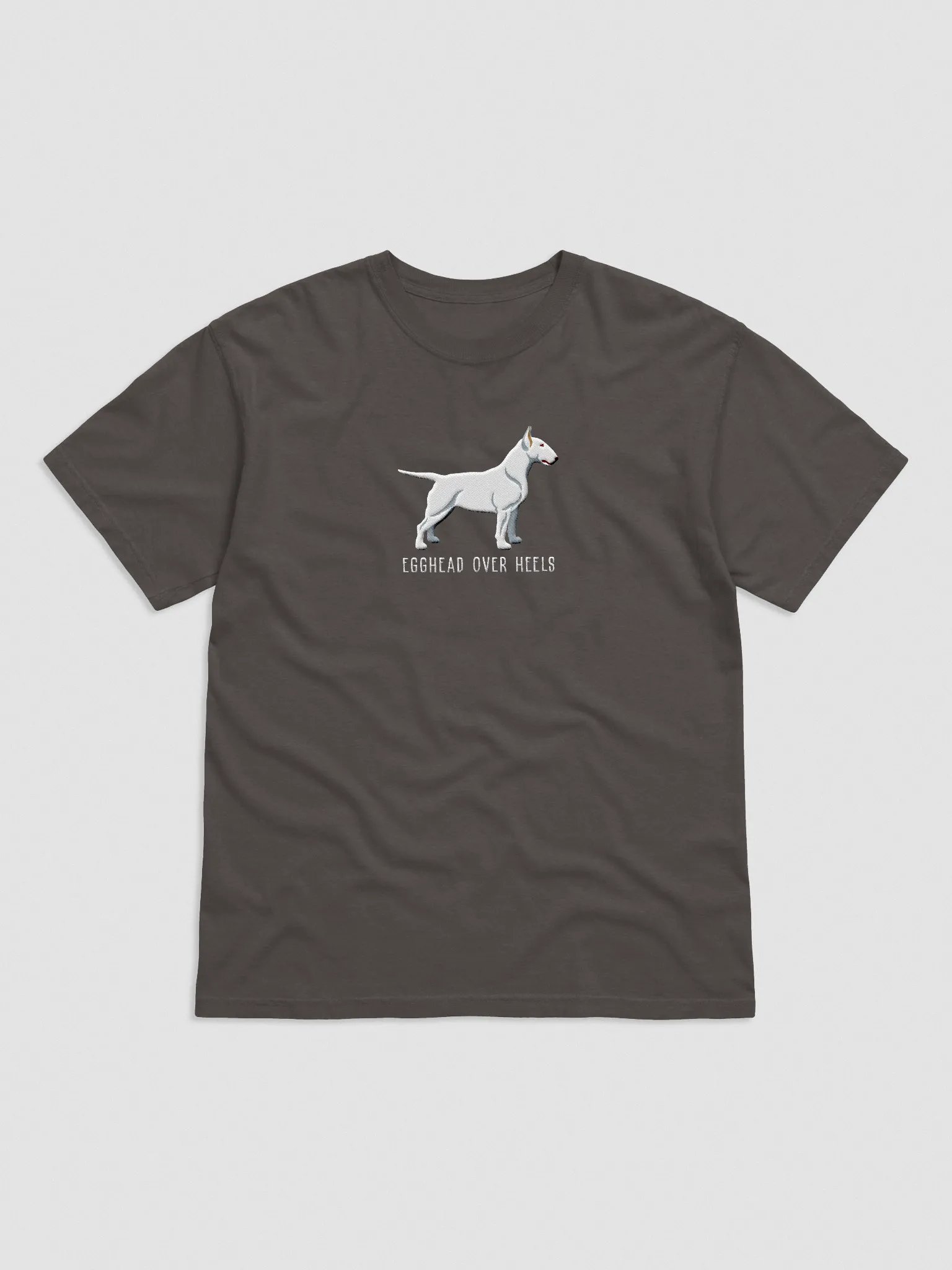 Egghead Over Heels T-Shirt(Embroidered) of an English Bull Terrier(White) product image (4)