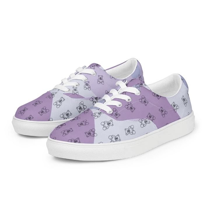 Purple Teddy Bar - Women's Lace-Up Canvas Shoes product image (2)