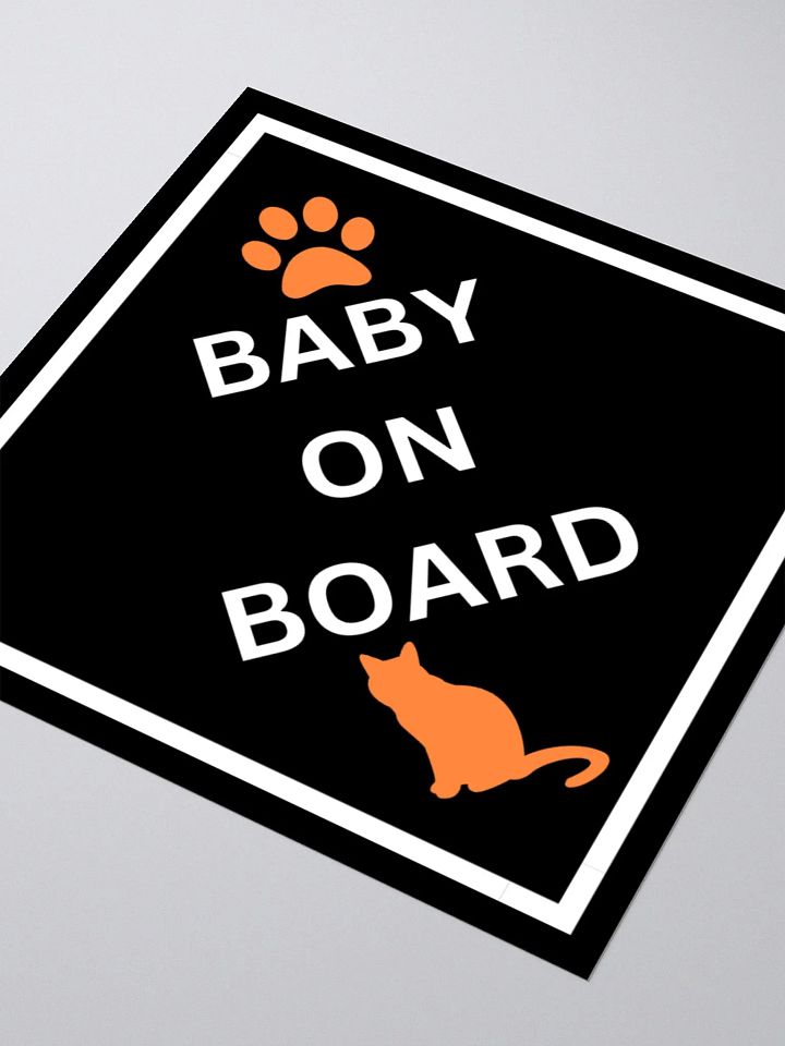 Cat Baby on Board Sticker - Orange on Black product image (1)