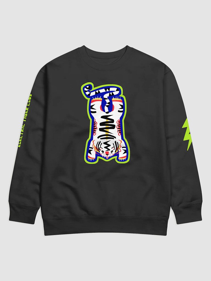 White Electric Tiger with Lime Lightning Bolts - Cotton Sweatshirt product image (1)