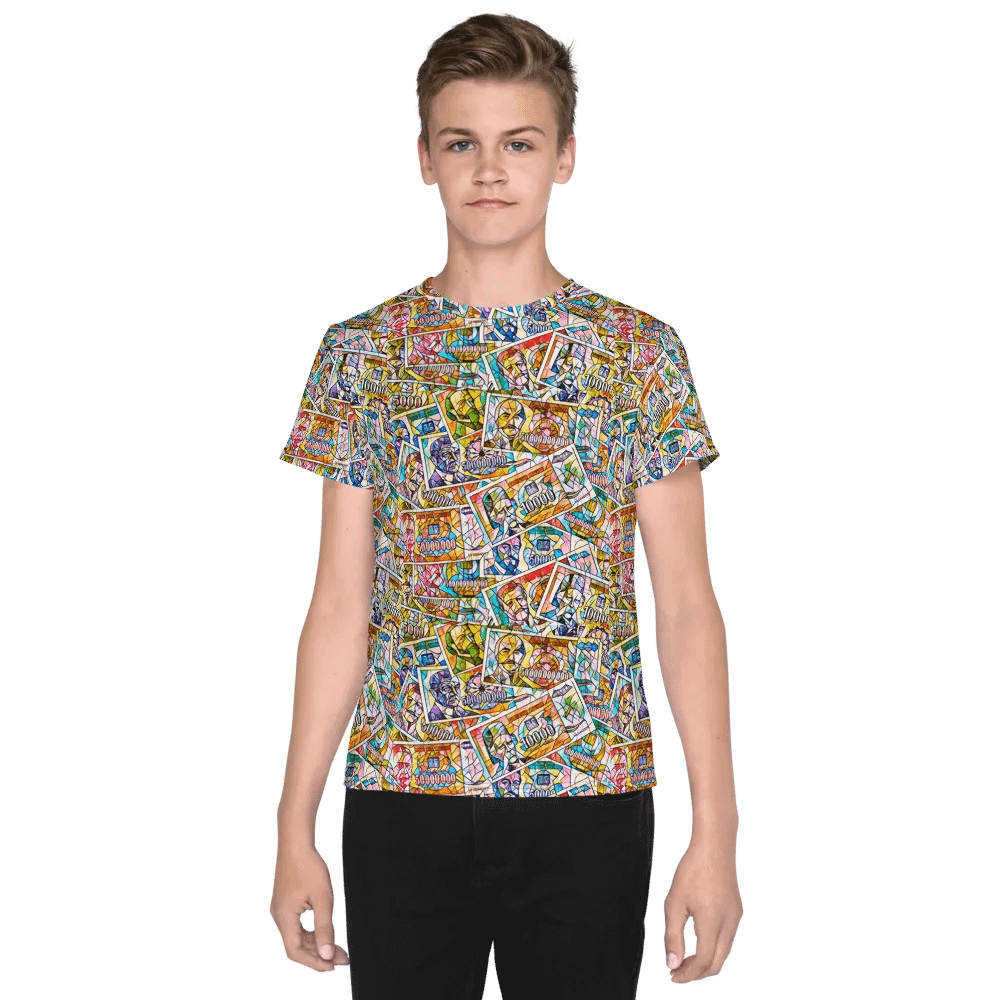 Jugoslovenski inflatorni dinar 1993 (Kolaž/mozaik) All-Over Print Youth Crew Neck T-Shirt product image (1)
