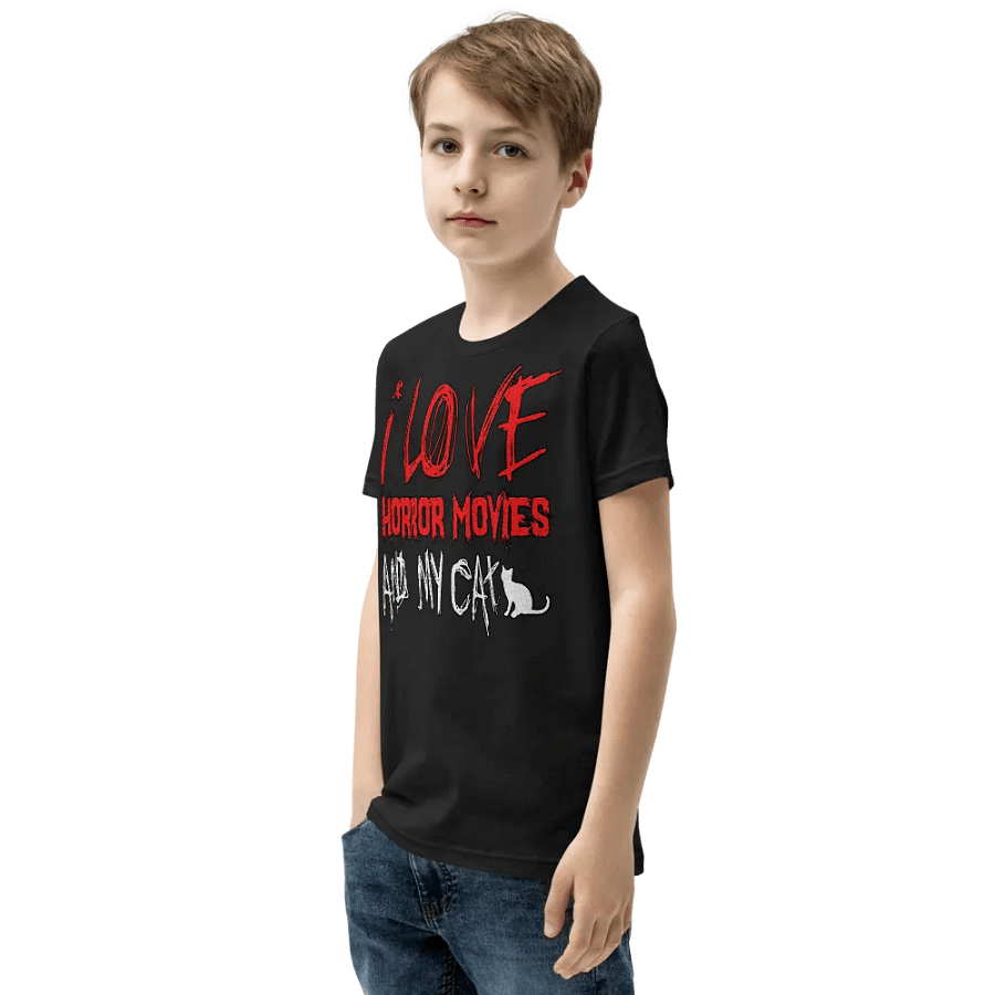 I Love Horror Movies And My Cat T-Shirt For Kids product image (7)