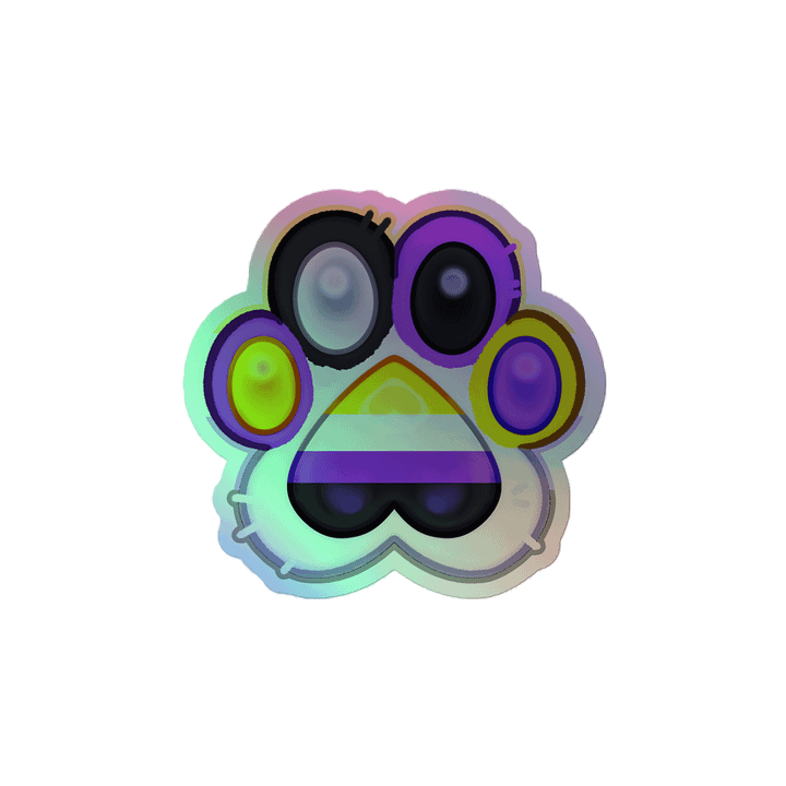 Nonbinary Pride Paw Print Holographic Kiss Cut Sticker product image (2)
