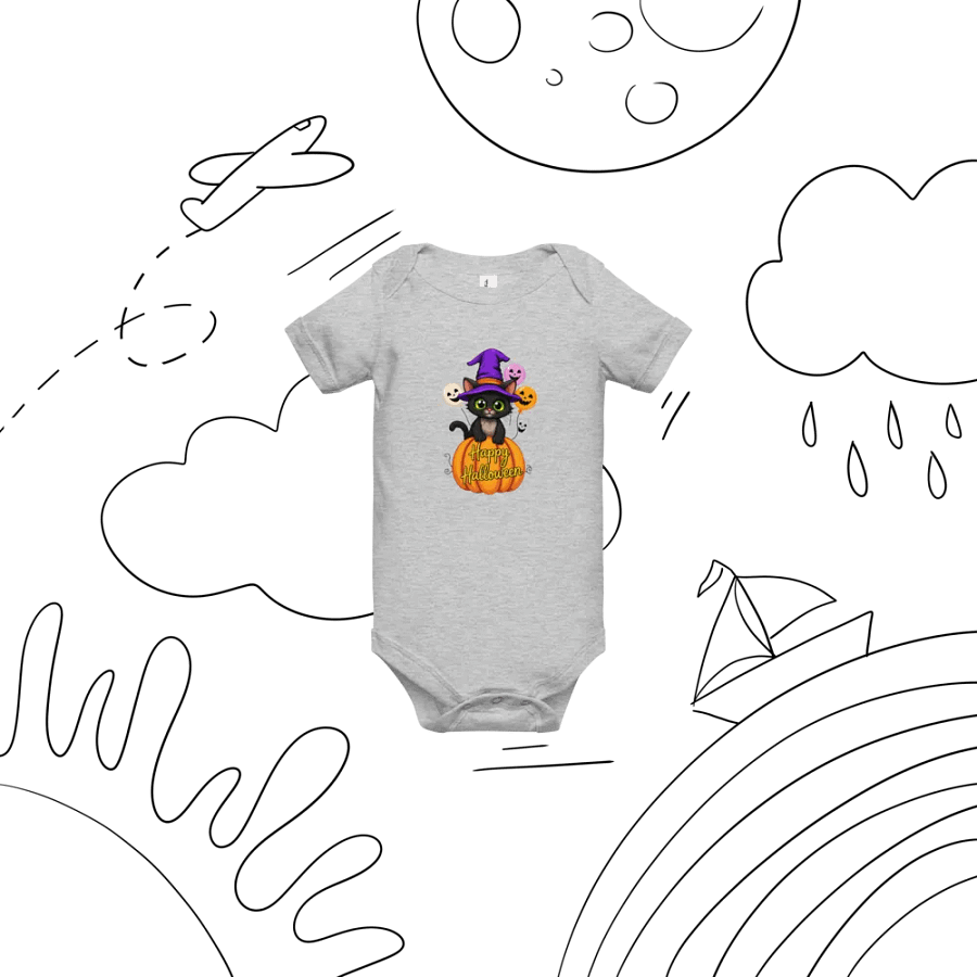 Witchy Sitting Pumpkin Cat Baby Romper Onesie product image (6)