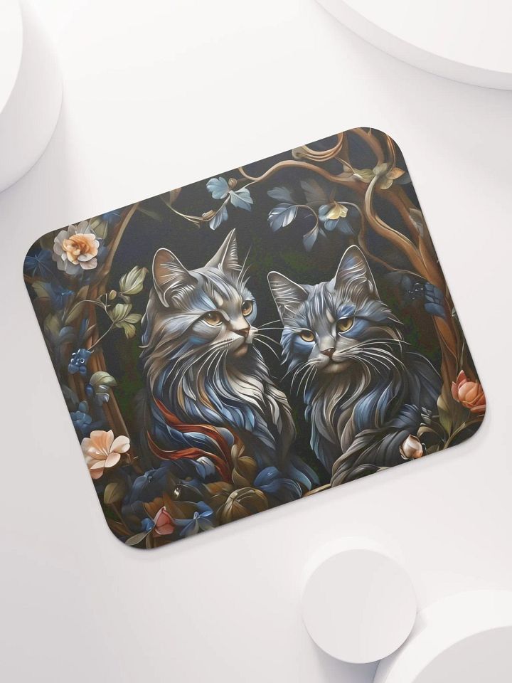 Regal Cats & Floral Art Mouse Pad product image (1)
