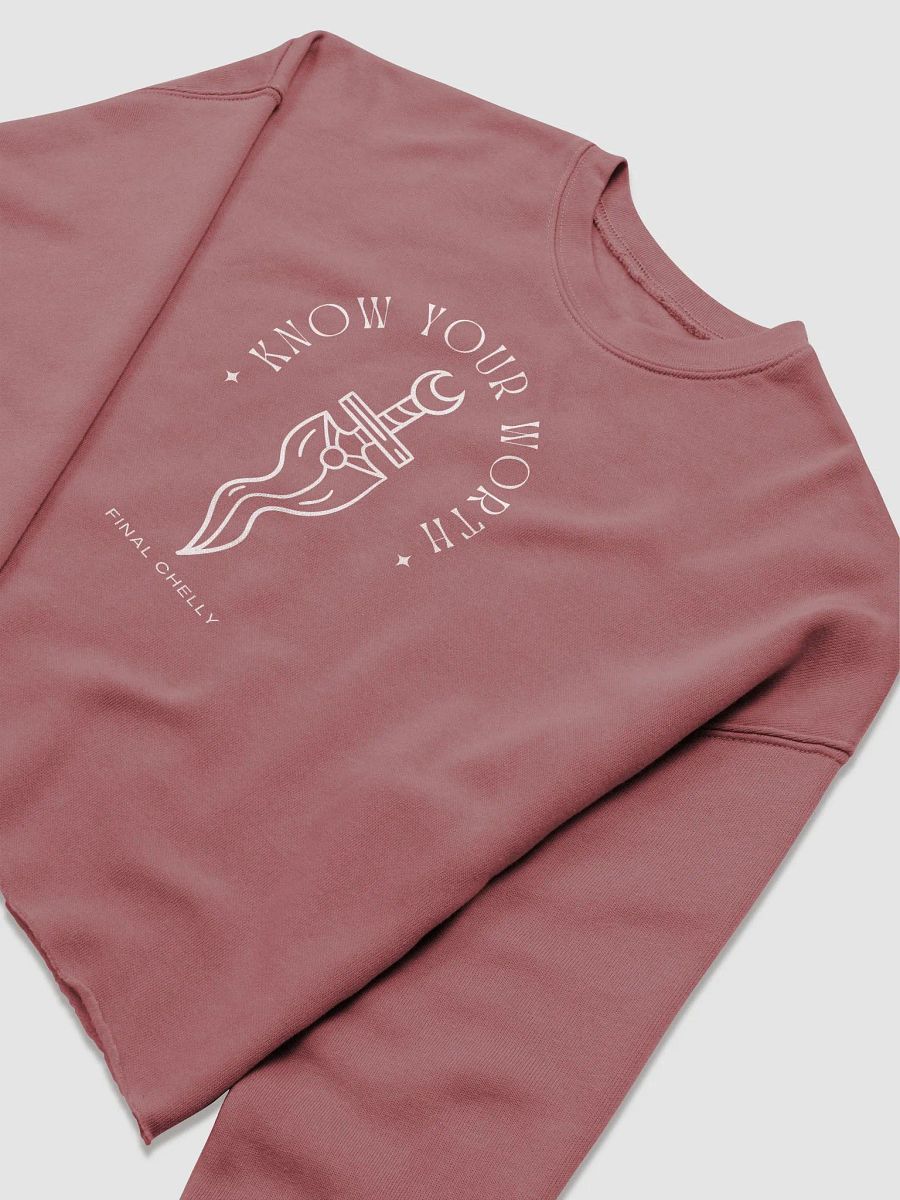 Know Your Worth Womens Printed Fleece Crop Top Sweatshirt Mauve product image (3)