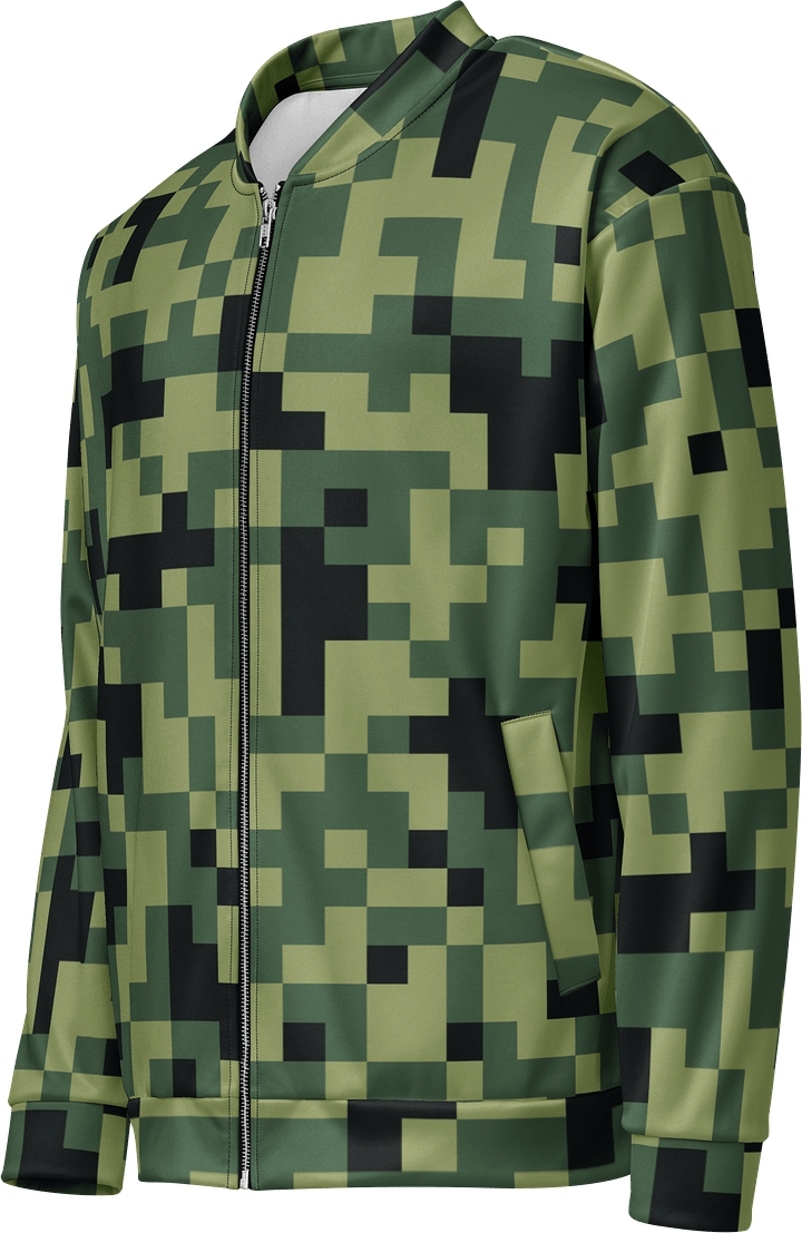 Military Green Camouflage Pixels Camo Pattern Unisex Bomber Jacket product image (2)