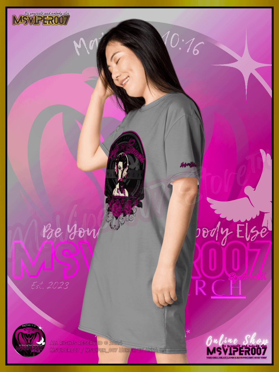 T-Shirt Dress - MsViper007's "Lady Gamers Are Awesome™ | [V3] (grey/solid)" T-Shirt Dress product image (4)
