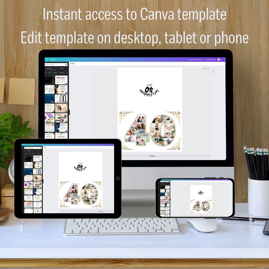 Forty Year Celebration Card Photo Collage Canva Template product image (4)