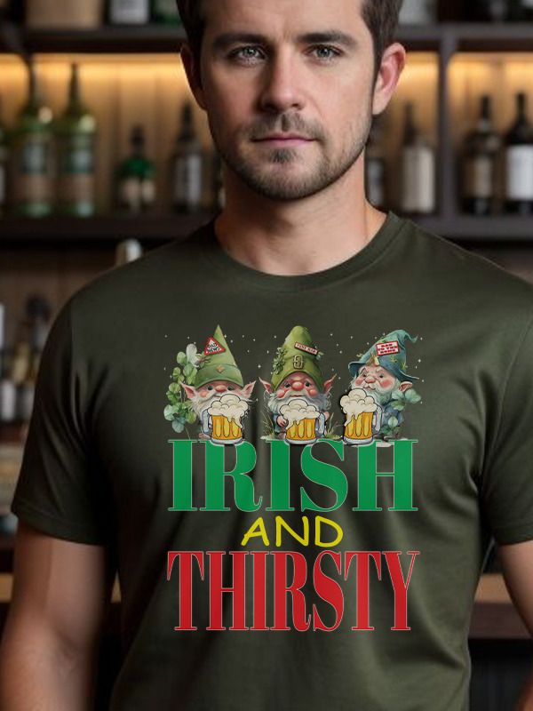 Irish and Thirsty Leprechauns Funny Clovers St Patrick's Day Premium T-Shirt product image (2)