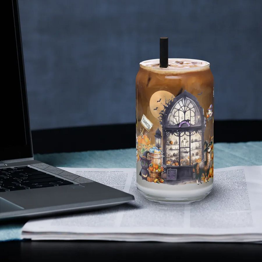 Witches Brew Coven Glass Can Tumbler | 16oz Enchanted Magic Shop Design | Whimsical Drinkware product image (7)
