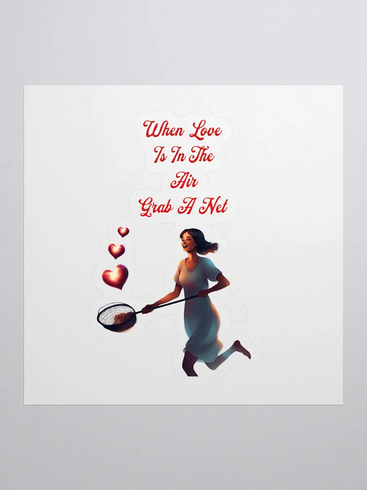 When Love Is In The Air, Grab A Net, Valentine's Day Gift Sticker product image (1)