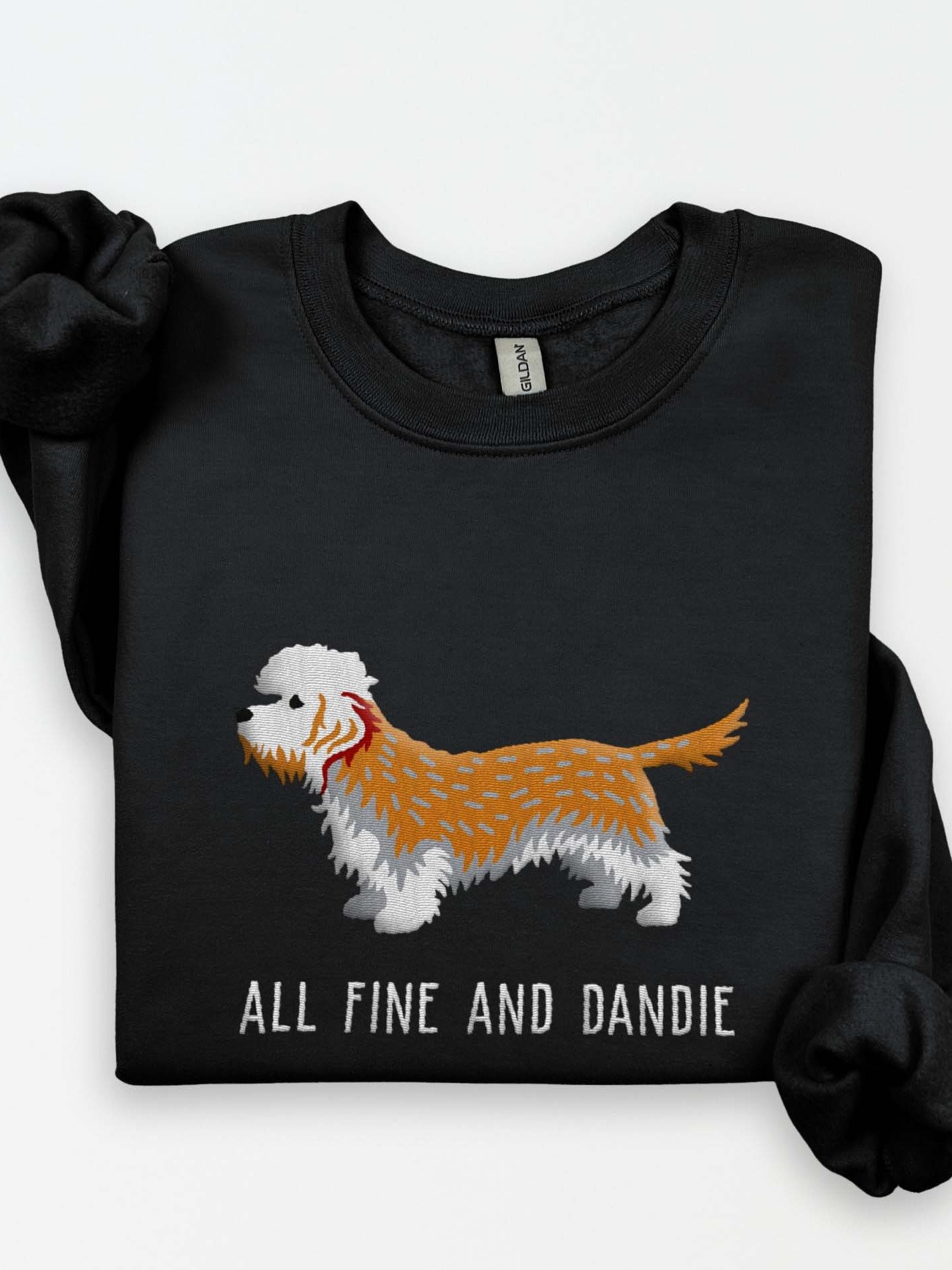 All Fine and Dandie Sweatshirt (Embroidered) of a Dandie Dinmont Terrier(Mustard) product image (1)