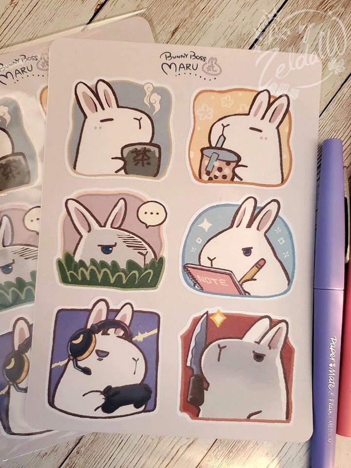 Bunny Boss Maru Mood sticker sheet product image (2)