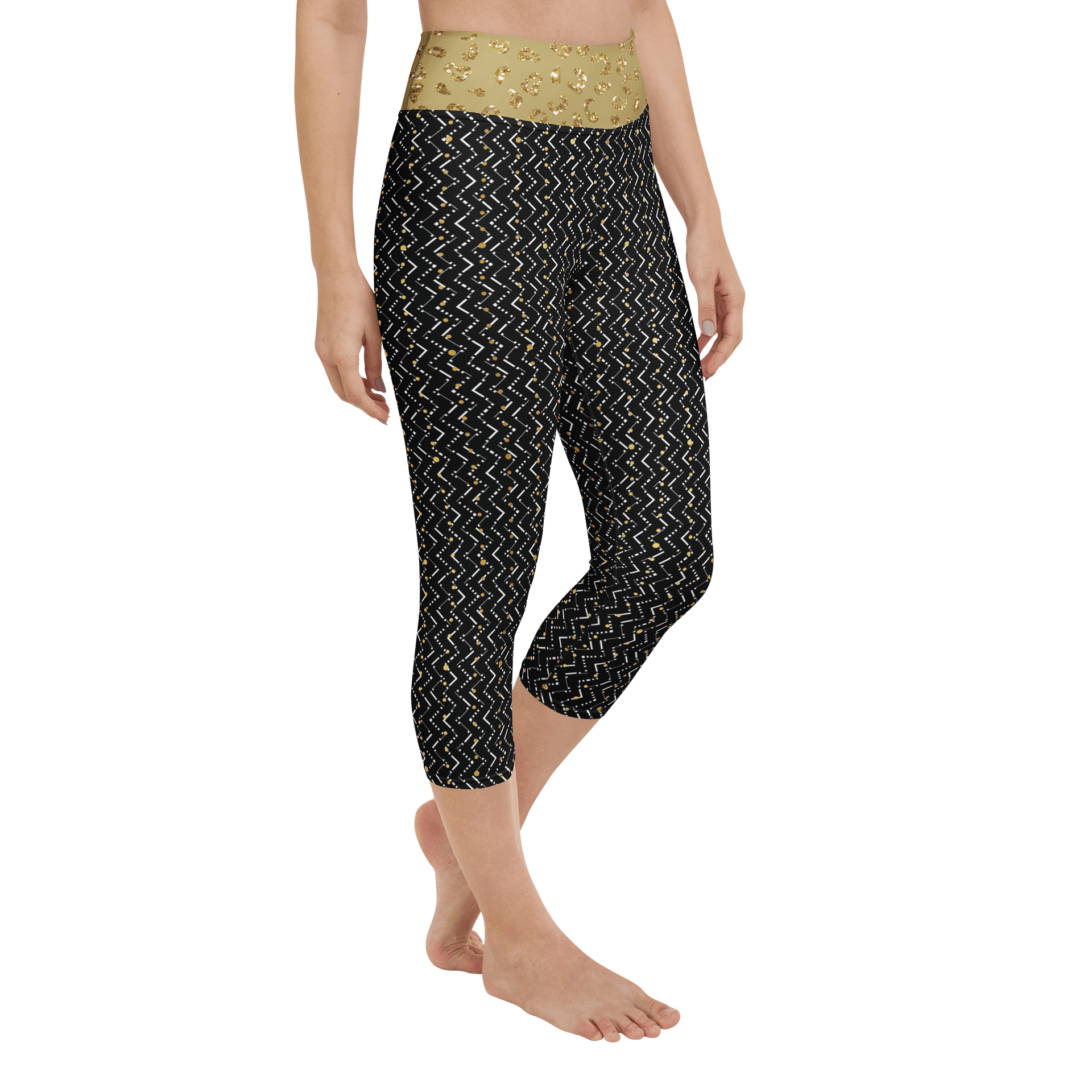 Zigzag Wild – Gold Dusted Capri Yoga Leggings product image (2)