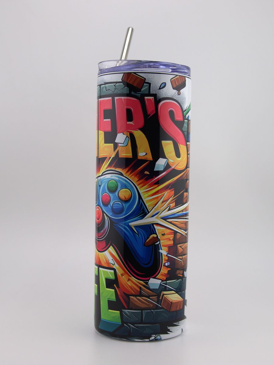 20oz Gamer Life Tumbler with Metal Straw product image (2)