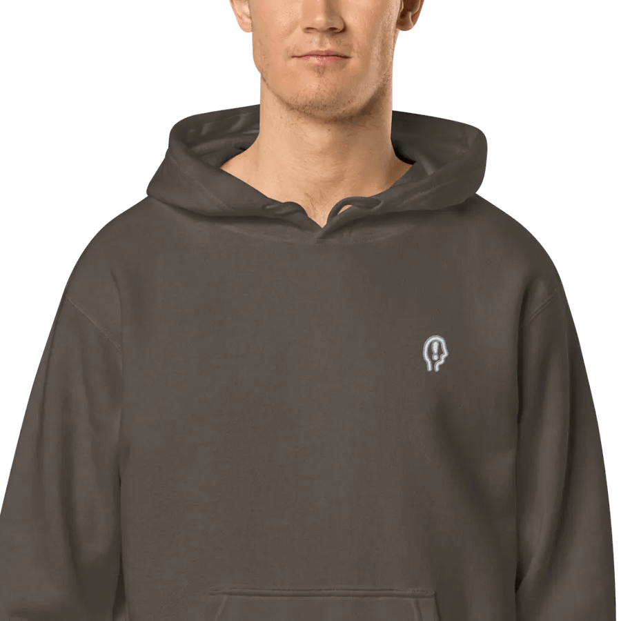 EXCLAIMING MENTALLY (sm. grey bubble design) embroidered pigment hoodie product image (2)