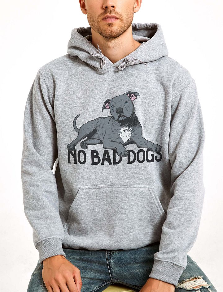 No Bad Dogs Hooded Sweatshirt of a Pitbull Terrier (Blue) | Funny Hoodie for Pittie and Staffordshire Owners product image (24)