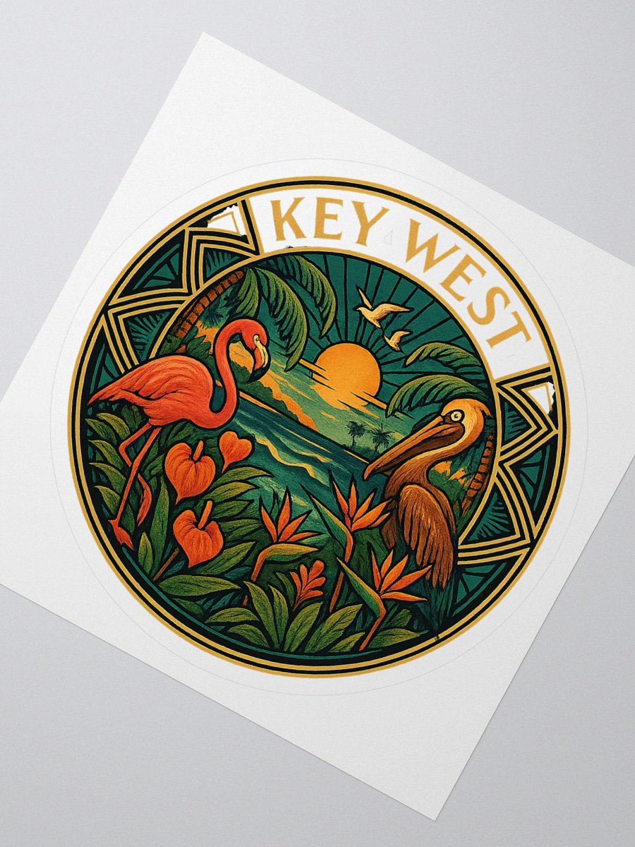 Kiss-Cut Key West Tropical Sticker with Pelican and Flamingo product image (1)