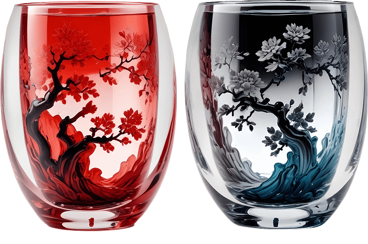 Chinese Glass Tumblers – Dual Harmony Collection PNG product image (1)