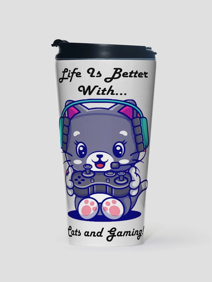Cats and gaming travel mug product image (1)