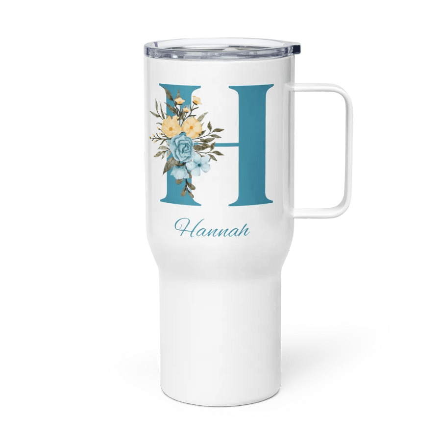 Personalized Floral Monogram Travel Mug – Elegant Custom Gift for Coffee Lovers product image (3)