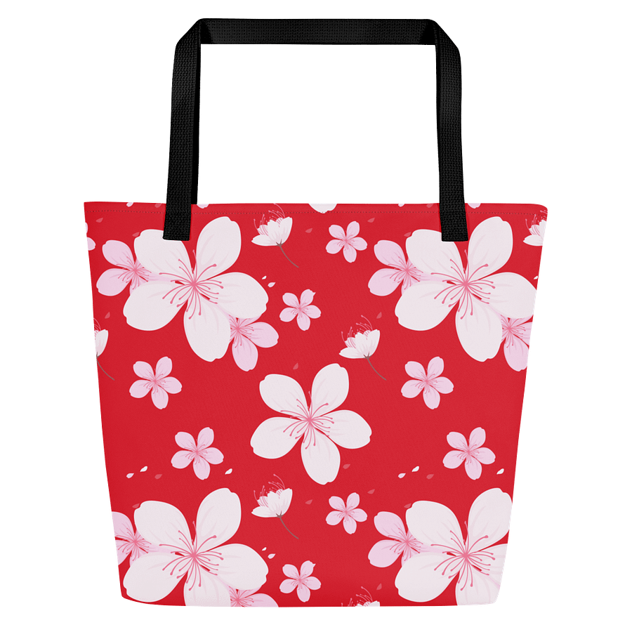 Cherry Blossom Bliss red Large Tote Bag product image (2)
