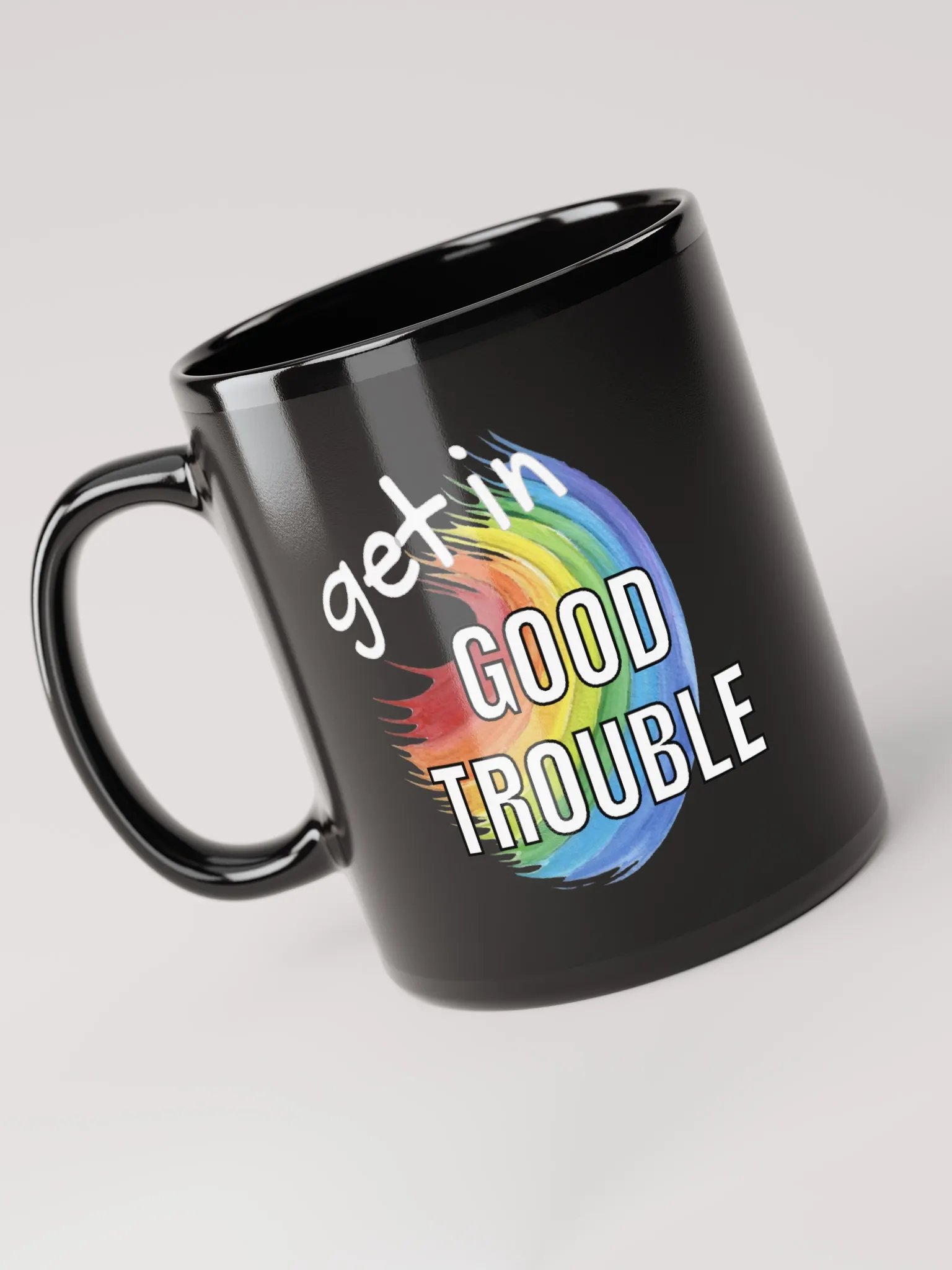 Good Trouble, Black Mug 11 oz, White Letters product image (1)