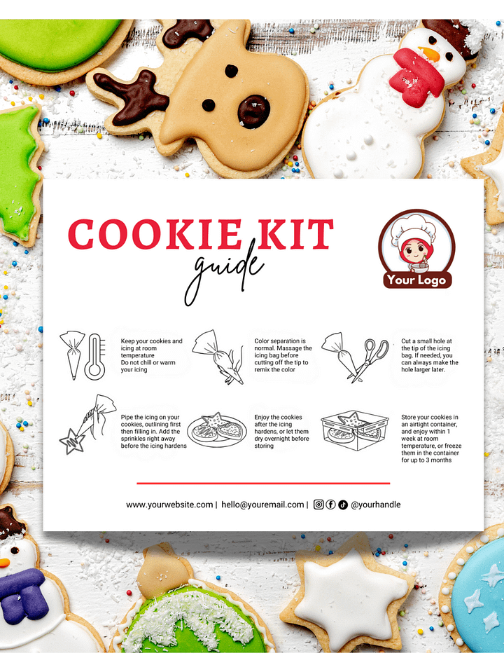 Editable DIY Cookie Kit Care Instructions Card Template product image (1)