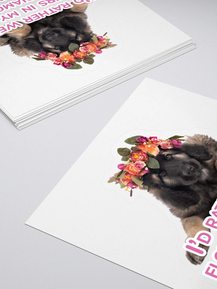 Floral Pup Kiss Cut Stickers - 