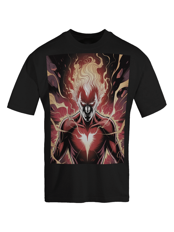 Dark Phoenix Flame Fury Oversized Faded T-Shirt – Cosmic Wing Eclipse product image (1)