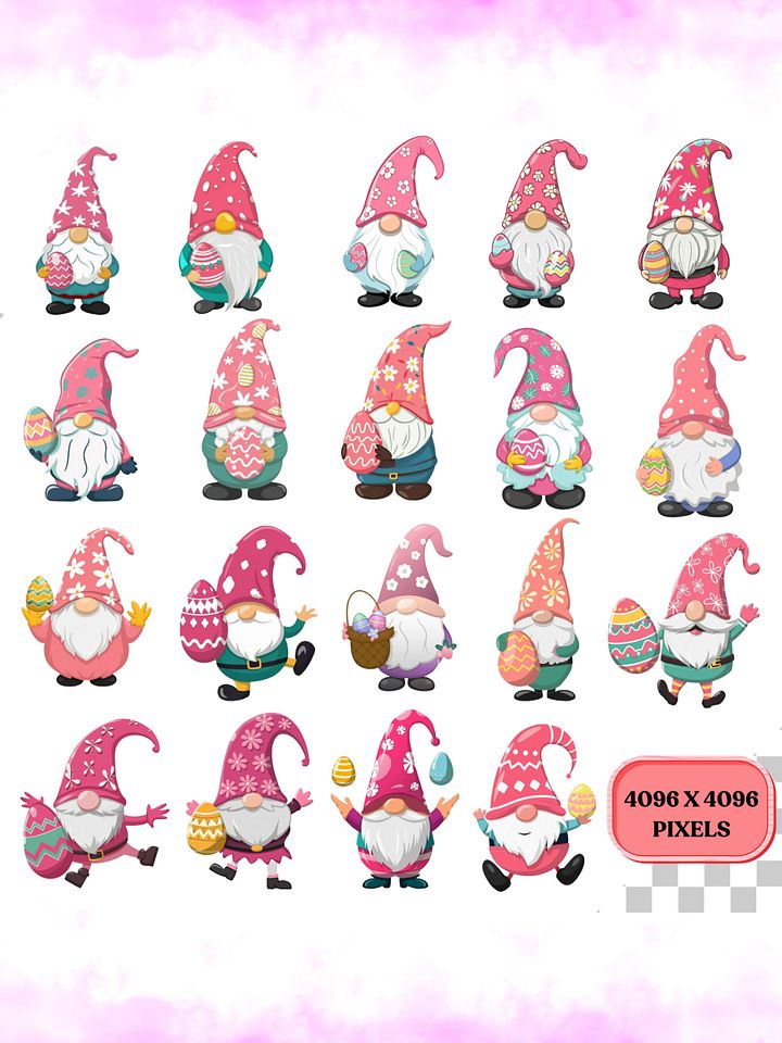 45 Pink Easter Gnome Clipart Bundle (+Extra) product image (2)