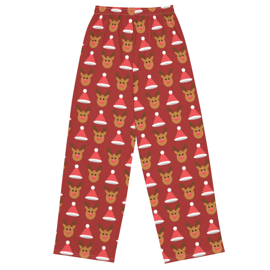 Festive Reindeer & Santa Hat Wide-Leg Pants product image (2)