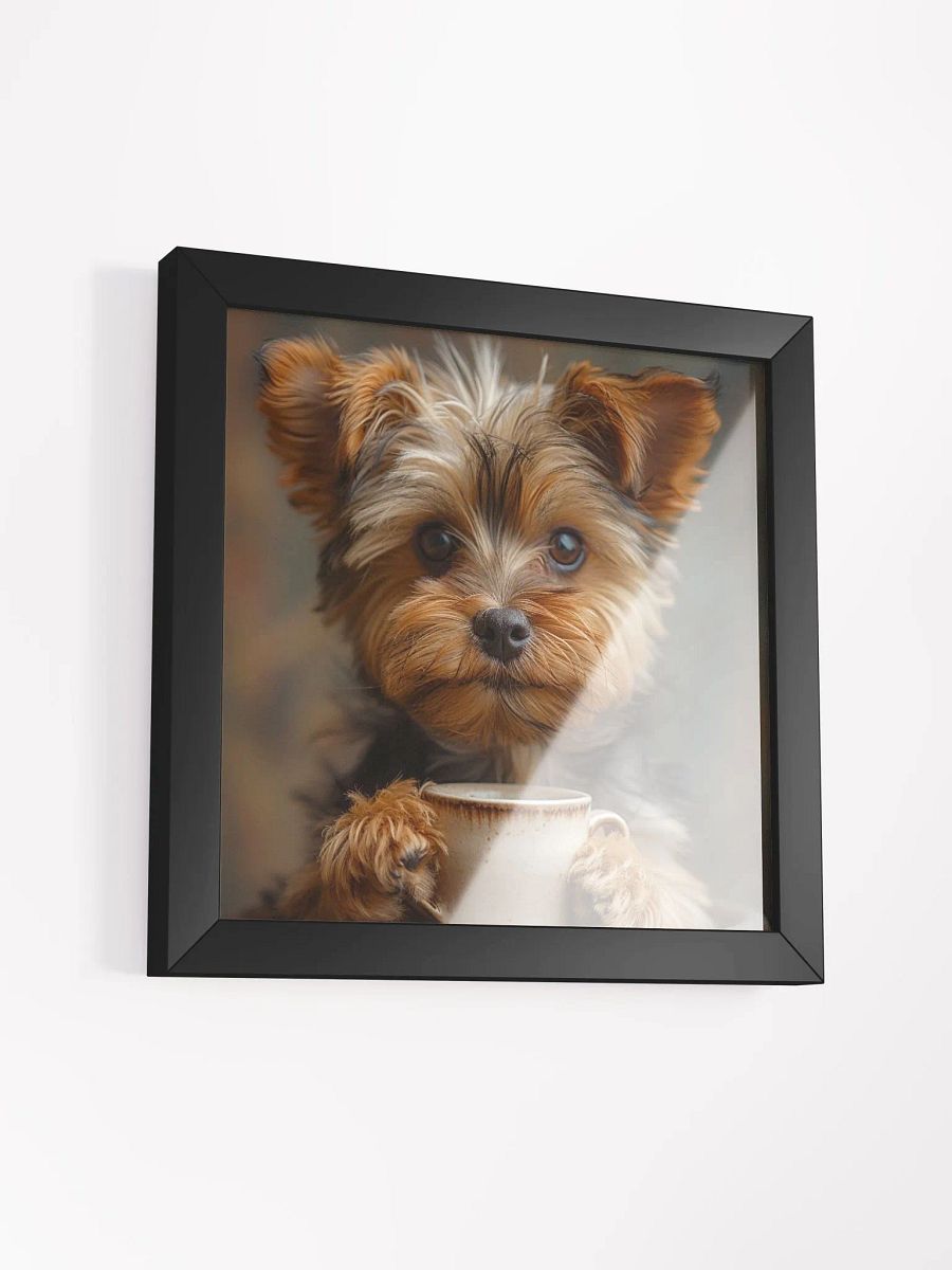 Coffee Lover Cute Yorkshire Terrier Dog Framed Wall Art product image (32)