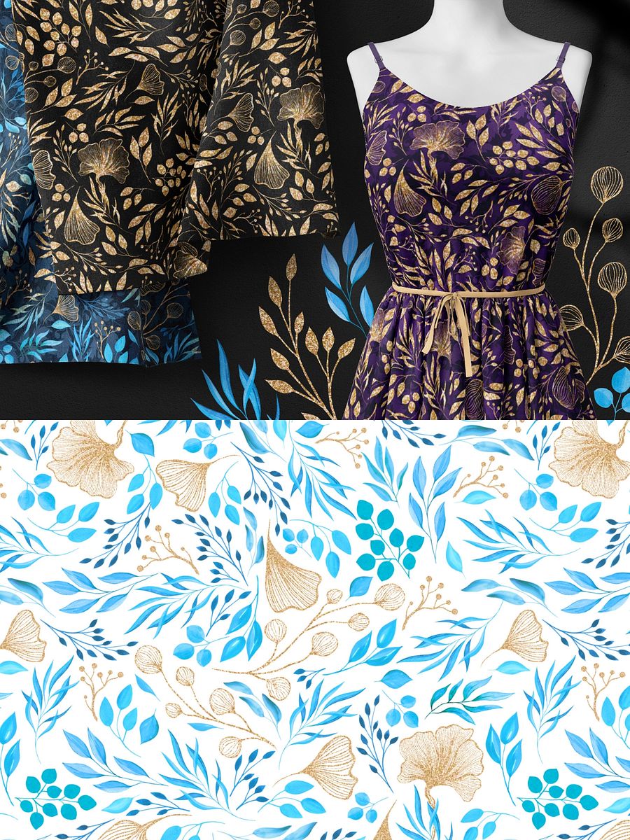 Blue & Gold Watercolor Bundle product image (5)